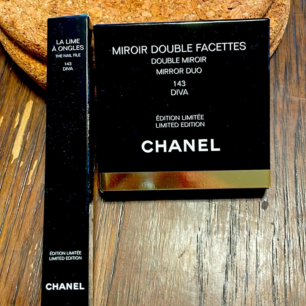 Chanel limited edition color palettes. Includes the DIVA 143 mirror & glass file